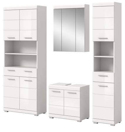 Badm�bel Set 4-teilig Shawn in wei� Hochglanz Badkombination 200 x 191 cm