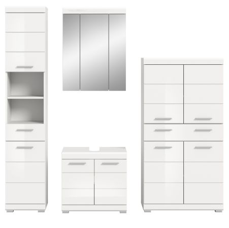 Badm�bel Set 4-teilig Shawn in wei� Hochglanz Badkombination 200 x 191 cm