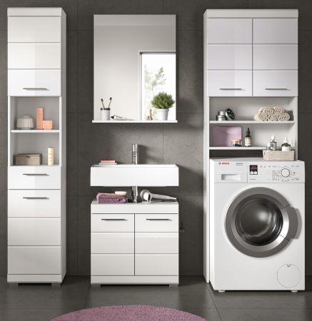 Badm�bel Set 4-teilig Shawn in wei� Hochglanz Badkombination 190 x 191 cm
