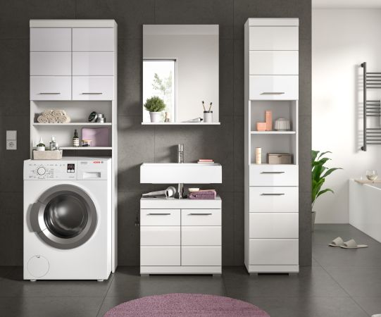 Badm�bel Set 4-teilig Shawn in wei� Hochglanz Badkombination 190 x 191 cm