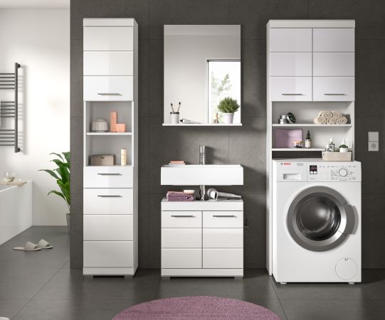 Badm�bel Set 4-teilig Shawn in wei� Hochglanz Badkombination 190 x 191 cm