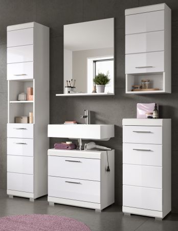 Badm�bel Set 5-teilig Shawn in wei� Hochglanz Badkombination 164 x 191 cm
