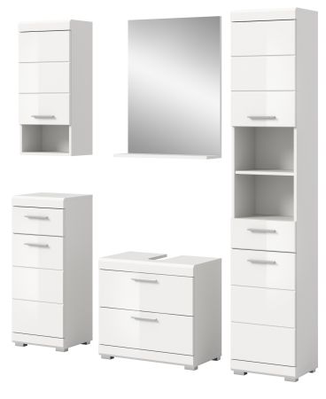 Badm�bel Set 5-teilig Shawn in wei� Hochglanz Badkombination 164 x 191 cm