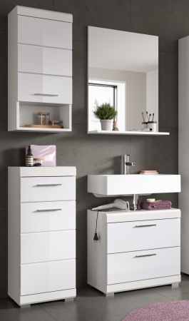 Badm�bel Set 4-teilig Shawn in wei� Hochglanz Badkombination 112 x 191 cm