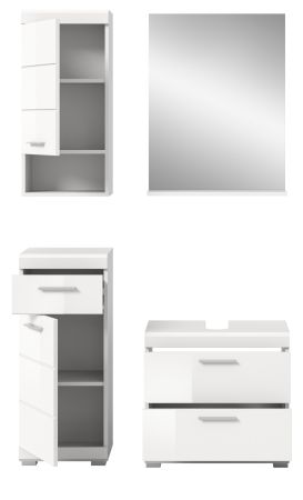 Badm�bel Set 4-teilig Shawn in wei� Hochglanz Badkombination 112 x 191 cm