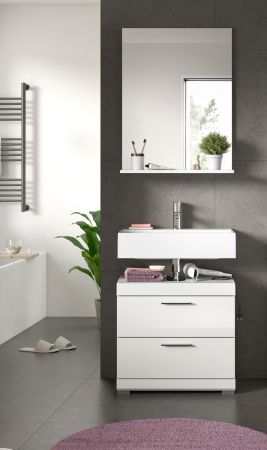 Badm�bel Set 2-teilig Shawn in wei� Hochglanz Badkombination 60 x 191 cm
