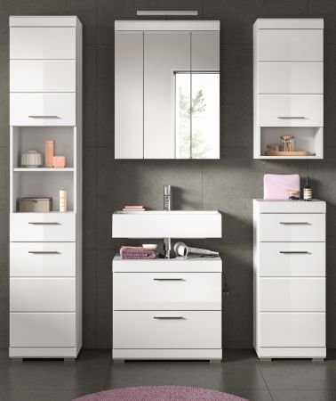 Badm�bel Set 5-teilig Shawn in wei� Hochglanz Badkombination 164 x 191 cm