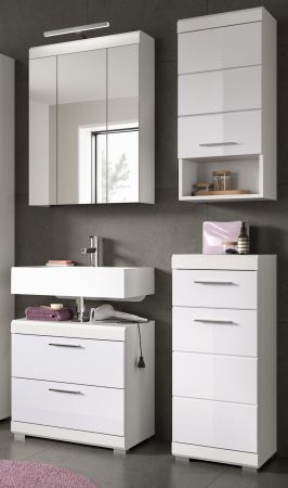 Badm�bel Set 4-teilig Shawn in wei� Hochglanz Badkombination 112 x 191 cm