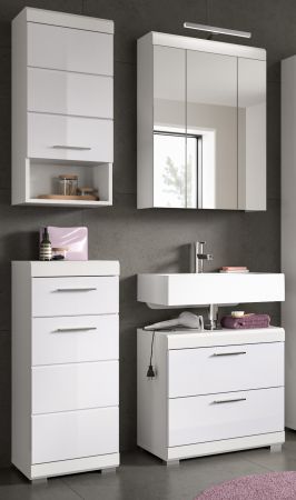 Badm�bel Set 4-teilig Shawn in wei� Hochglanz Badkombination 112 x 191 cm