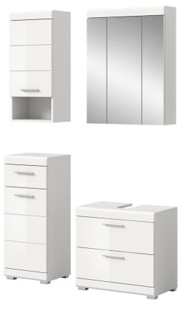 Badm�bel Set 4-teilig Shawn in wei� Hochglanz Badkombination 112 x 191 cm