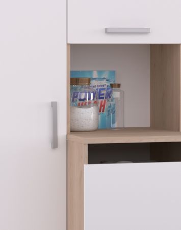 Waschmaschinenschrank Laundry in wei� und Jackson Eiche Set 3-teilig 204 x 184 cm