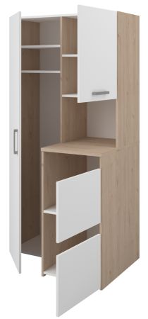 Waschmaschinenschrank Laundry in wei� und Jackson Eiche Set 3-teilig 204 x 184 cm