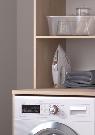 Waschmaschinenschrank Laundry in wei� und Jackson Eiche Set 3-teilig 204 x 184 cm