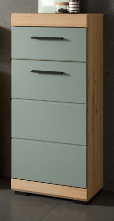 Badezimmer Kommode Shawn in Salbei gr�n und Artisan Eiche Badschrank 37 x 88 cm