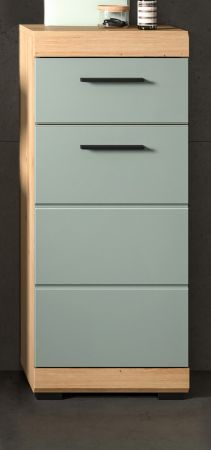 Badezimmer Kommode Shawn in Salbei gr�n und Artisan Eiche Badschrank 37 x 88 cm
