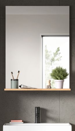 Badezimmer Spiegel Shawn in Artisan Eiche Badspiegel mit Ablage 60 x 79 cm