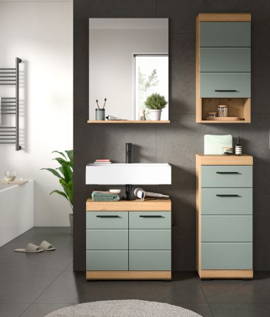 Badezimmer H�ngeschrank Shawn in Salbei und Artisan Eiche Badschrank h�ngend 37 x 79 cm