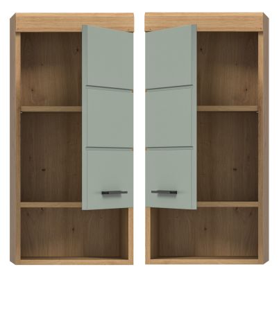 Badezimmer H�ngeschrank Shawn in Salbei und Artisan Eiche Badschrank h�ngend 37 x 79 cm