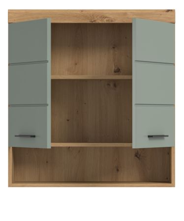 Badezimmer H�ngeschrank Shawn in Salbei und Artisan Eiche Badschrank h�ngend 74 x 79 cm