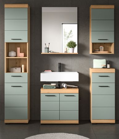 Badm�bel Set 5-teilig Shawn in Salbei und Artisan Eiche Badkombination 164 x 191 cm