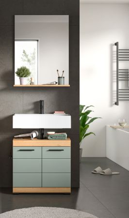 Badm�bel Set 2-teilig Shawn in Salbei und Artisan Eiche Badkombination 60 x 191 cm