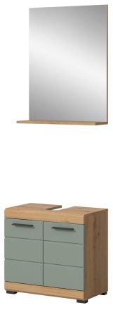 Badm�bel Set 2-teilig Shawn in Salbei und Artisan Eiche Badkombination 60 x 191 cm
