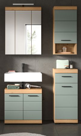Badm�bel Set 4-teilig Shawn in Salbei und Artisan Eiche Badkombination 112 x 191 cm