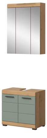 Badm�bel Set 2-teilig Shawn in Salbei und Artisan Eiche Badkombination 60 x 191 cm