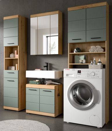 Badm�bel Set 4-teilig Shawn in Salbei und Artisan Eiche Badkombination 190 x 191 cm