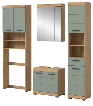 Badm�bel Set 4-teilig Shawn in Salbei und Artisan Eiche Badkombination 190 x 191 cm