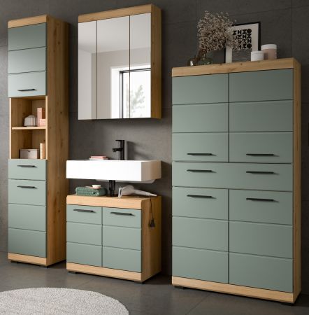 Badm�bel Set 4-teilig Shawn in Salbei und Artisan Eiche Badkombination 200 x 191 cm