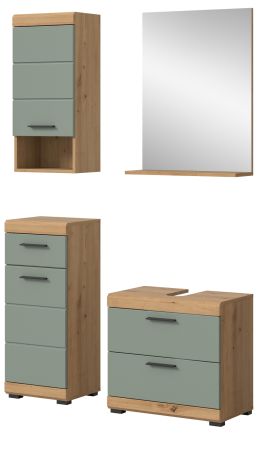 Badm�bel Set 4-teilig Shawn in Salbei und Artisan Eiche Badkombination 112 x 191 cm