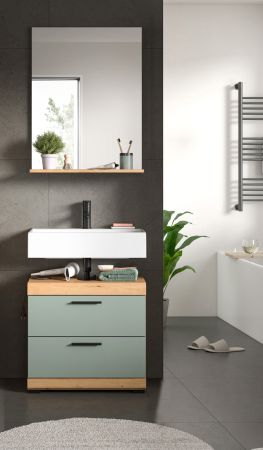 Badm�bel Set 2-teilig Shawn in Salbei und Artisan Eiche Badkombination 60 x 191 cm