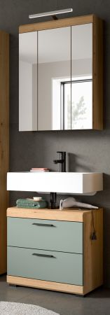 Badm�bel Set 2-teilig Shawn in Salbei und Artisan Eiche Badkombination 60 x 191 cm