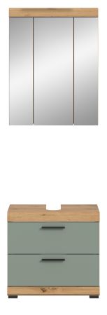 Badm�bel Set 2-teilig Shawn in Salbei und Artisan Eiche Badkombination 60 x 191 cm