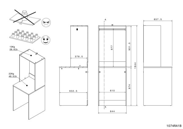 Waschmaschinenschrank Laundry4 in wei� und Jackson Eiche Set 3-teilig 175 x 184 cm