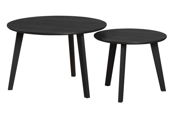 Couchtisch 2er Set Torus in Esche schwarz 2x Beistelltisch rund
