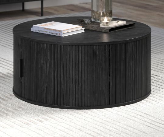 Couchtisch Torus in Esche schwarz, Sofa- und Beistelltisch rund � 80 cm