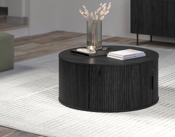 Couchtisch Torus in Esche schwarz, Sofa- und Beistelltisch rund � 80 cm