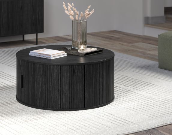 Couchtisch Torus in Esche schwarz, Sofa- und Beistelltisch rund � 80 cm