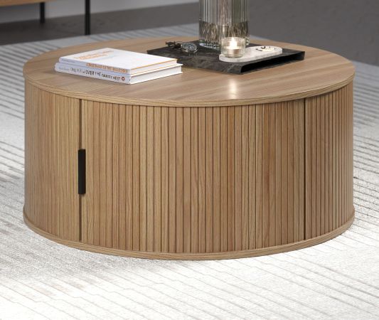 Couchtisch Torus in Eiche hell, Beistelltisch rund 80 cm