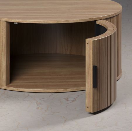 Couchtisch Torus in Eiche hell, Beistelltisch rund 80 cm