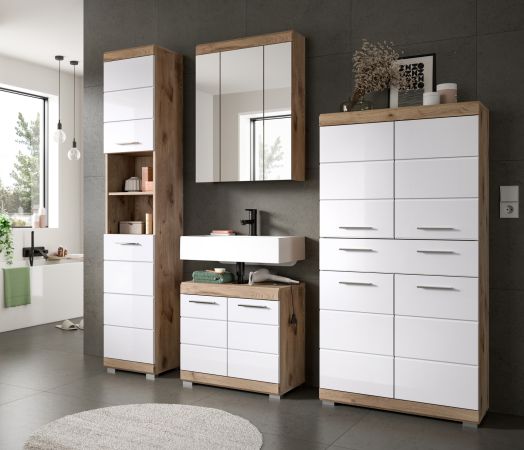 Badezimmer Spiegelschrank Willow in Nox Eiche Badschrank 3-t�rig 60 x 79 cm