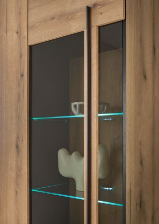 Vitrinenschrank Design-D in Evoke Eiche Vitrine 90 x 200 cm