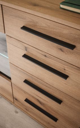 Wohnwand Design-D in Evoke Eiche Wohnkombination Set 4-teilig 290 cm, mit Soft-Close