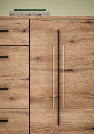Wohnwand Design-D in Evoke Eiche Wohnkombination Set 4-teilig 290 cm, mit Soft-Close