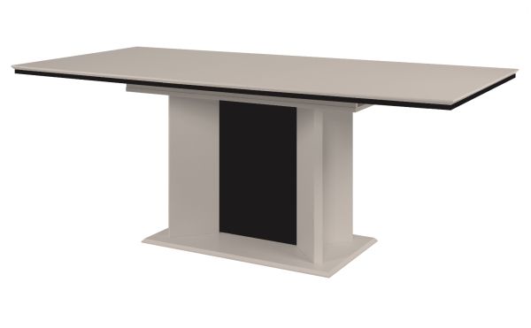 Esstisch Brebbia in sand und schwarz S�ulentisch ausziehbar 160 / 200 x 90 cm