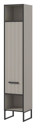 Badezimmer Hochschrank Scana in sand und schwarz Badschrank 30 x 192 cm, Soft-Close