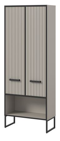 Badezimmer Hochschrank Scana in sand und schwarz Badschrank 59 x 159 cm, Soft-Close