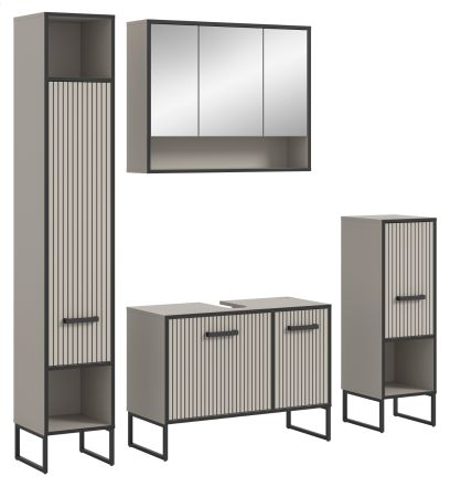 Badm�bel Set 4-teilig Scana in sand und schwarz Badkombination 170 x 192 cm, Soft-Close